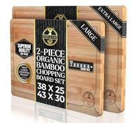 Deer & Oak - Wooden Chopping Board Set - 1x Large 38 x 25 x 2cm & 1x XL 43 x 30 x 2cm, Bamboo Chopping Boards for Kitchens, Pre Oiled Cutting Board for Carving Meat