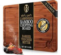 Deer & Oak X-Large Carbonised Cutting Board 44x30x2cm, Pre-Oiled Wooden Bamboo Chopping Board for Carving Meat, Fish, Vegetables, Fruits, Cheese, Bread