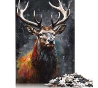 Deer Oil Paint Portrait Puzzle Jigsaws 1000 Pieces for Adults Puzzle Jigsaws for Adults Relax Puzzles Games 1000pcs (75x50cm)