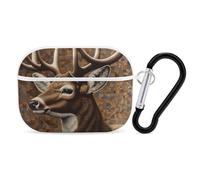 Deer on Brown Background AirPod Pro Case, Anti Scratch Hard PC Cover with Keychain, AirPod Pro 2nd/1st Case Accessories for Women Men, White-Style