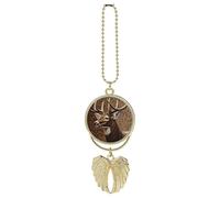 Deer on Brown Background Car Hanging Pendant, Zinc Alloy Rearview Mirror Charms - Relieve Visual Fatigue, Vintage Keychain Pendant, Lucky Car Interior Hanging Decoration, Golden-Style