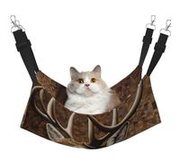 Deer on Brown Background Cat Hammock for Cage Hanging Soft Pet Hammock Bed with Adjustable Straps and Metal Hooks Reversible Double Sided Hanging Bed Soft Sleeping Hammock for Cats
