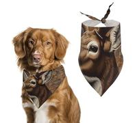 Deer on Brown Background Dog Bandanas for Feeding Grooming, Triangle Pet Bibs Washable Pets Scarf for Cats & Dogs