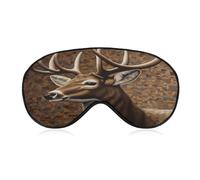 Deer on Brown Background Eye Cover Breathable Comfortable Eyeshade Soft Skin Friendly Sleep Mask Party Night Blindfold with Fashion Adjustable Eye Mask for Night Sleeping Travel Nap