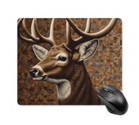 Deer on Brown Background Mouse Pad Non-Slip & Waterproof Mousepad for Desk, Ultra Thin Rectangle Mouse Mat for Office, Gaming, 18 * 22cm