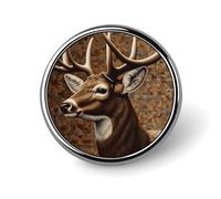 Deer on Brown Background Round Badge for Men Women, Durable & Stylish Lapel Pins, Lightweight Metal Badges for Shirts, Jackets, Hats
