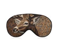 Deer on Brown Background Sleep Mask for Women Men, Soft Eye Mask with Adjustable Strap for Sleeping, Light Blocking Travel Blindfold for Nap Comfortable Eye Cover for Home Office