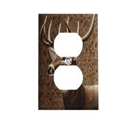 Deer on Brown Background Standard Wall Socket Panel Single Gang Electrical Outlet Cover Plate Unbreakable US Wall Outlet Cover Standard Receptacle Socket Face Plate