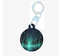 Deer on City Streets Dog Tags Round Pet Tag,Acrylic Pet ID Tags Durable and Stylish,Perfect for Small to Large Pets
