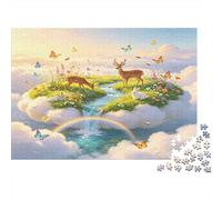 Deer on Floating Clouds 1000 Piece Jigsaw Puzzle Paper for Adults Fantasy Nature Scene Focus Relax Home Decor 38x26cm/1000pcs
