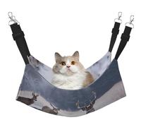 Deer on Frozen Wilderness Cat Hammock for Cage Hanging Soft Pet Hammock Bed with Adjustable Straps and Metal Hooks Reversible Double Sided Hanging Bed Soft Sleeping Hammock for Cats