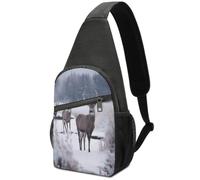 Deer on Frozen Wilderness Sling Bag Crossbody Bags Chest Bag
