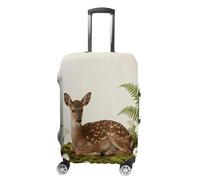 Deer on Mossy Ground Travel Luggage Cover Stretchable Airplane Suitcase Protector Sleeve Universal Washable Fit for 19-32 Inch Checked Baggage,Water Resistant Durable Luggage Protector X-Large, white