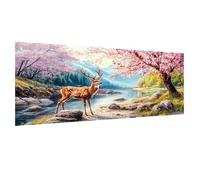 Deer Paint by Numbers for Adults, Lake Large Paint by Numbers Kits on Canvas with Acrylic and Brushes, DIY Craft Oil Painting Art Kits for Beginners, Perfect for Gift Home Decor, 32x64 Inch 02w-483