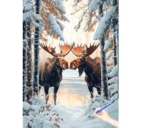 Deer Paint by Numbers for Adults Paint by Numbers Snow Canvas Kits for Children Beginner Hobbies for Adults Women DIY Acrylic Oil Paintings Drawing Paintwork Kits Gifts for Women Decor 80x110cm C-70