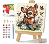 Deer Painting by Numbers Children with Frame and Box and Easel, Painting by Numbers Children from 7 8 9 10, Deer Paint by Numbers Kids, Deer Painting by Numbers Small, Decoration for Home 20 x 20 cm