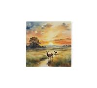 Deer Pair Hot Pot Stand Trivet - British Wildlife Art Glassware Gift/Present - Kitchen Chopping/Cutting Board Worktop Protector with Non-Slip Feet 20cm x 20cm (8" x 8")