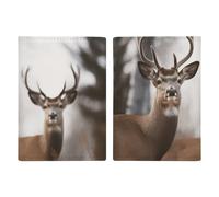 Deer Passport Holder for Women Men PU Leather Passport Travel Wallet with Multiple Pockets