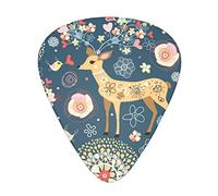Deer Pattern Guitar Picks 12 Pcs Classical Triangle Guitar Plectrums Includes Thin, Medium & Heavy Gauges 3 Sizes for Bass Electric Acoustic Guitars Ukulele with Organizer Storage Box