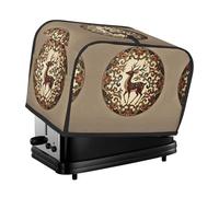 Deer pattern Toaster Cover 2 Slice, Waterproof Bread Machine Covers with Pockets Universal Size Kitchen Small Appliance Cover with Handle, Dust and Fingerprint Protection