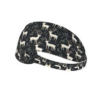 Deer Plant Print Workout Headbands for Women - Non-Slip Stretchy Sweat Head Bands for Women Hair, Moisture Wicking Sweatband for Sports Running Tennis Athletic Gym Yoga