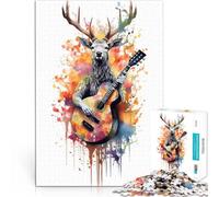 Deer playing guitars1000 Piece Jigsaw Puzzles for teenagers Challenging Game Toys Fun at Home Activities, Birthday Present,Travel Gifts, 38x26cm