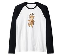 Deer Plays American Football Raglan Baseball Tee