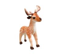 Deer Plush Figure Stuffed Animal, Realistic Standing Nature Decor Toy with Polyester Plush and PP Cotton Fill Wildlife Decor Standing Animal Doll Soft Display Toy Nature Room Accent Stuffed Deer Shelf
