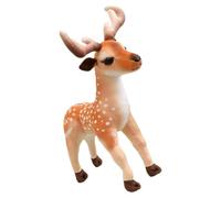Deer Plush Figure Stuffed Animal, Realistic Standing Nature Decor Toy with Polyester Plush and PP Cotton Fill Wildlife Decor Standing Animal Doll Soft Display Toy Nature Room Accent Stuffed Deer Shelf