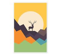 Deer Poster by Andy Westface 14 x 21 cm Colourful Wall art Wall decor