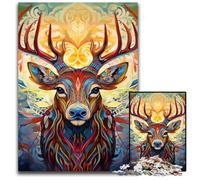 Deer Psychedelic Art 1000 Piece Jigsaw Puzzles for Adults Difficult Puzzles for Adults Ideal And Home Decor 26X38CM/10.23x14.96inch