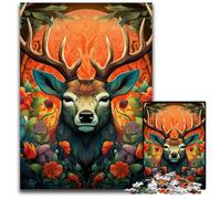 Deer Psychedelic Art 1000 Piece Jigsaw Puzzles for Adults Puzzles for Adults Ideal for Lover, Perfect Christmas, New Year, Valentine's Gift 26X38CM/10.23x14.96inch