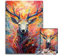 Deer Psychedelic Art 1000 Pieces Puzzle Gifts Impossible Jigsaw Puzzles for Adults Challenging Brain Teaser for Teenagers, Family Fun Interactive Game 26X38CM/10.23x14.96inch