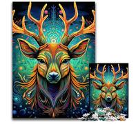 Deer Psychedelic Art 1000Pc Adults Jigsaw Puzzle cardboard Jigsaw Perfect Home Or Office Decor, Ideal 26X38CM/10.23x14.96inch