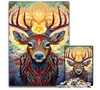 Deer Psychedelic Art 1000Pc Adults Jigsaw Puzzle Jigsaw Puzzles Relaxing Entertainment, Home Decor 50x75CM/19.68x29.52inch