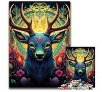 Deer Psychedelic Art 1000Pc Adults Jigsaw Puzzle Jigsaw Puzzles Relaxing Entertainment, Home Decor 50x75CM/19.68x29.52inch