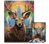 Deer Psychedelic Art Jigsaws 1000 Pieces for Adults cardboard Jigsaw Puzzles Ideal for Teenagers & Collectors, Travel Gift, Family Activity 26X38CM/10.23x14.96inch