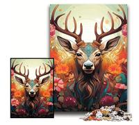 Deer Psychedelic Art Jigsaws 1000 Pieces for Adults Wooden Jigsaw Puzzles for Teenagers & Teens, Ideal Birthday Size 50x75cm
