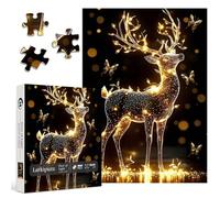 Deer Puzzles for Adults 1000 Pieces, Larkipuzz Impossible Butterfly Jigsaw Puzzle Crystal Art, Difficult Unique Sparkling Animal Theme as Home Decor