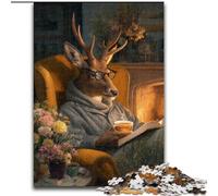 Deer Reading JigsawPuzzle 1000 Pieces for Teenagers, Suitable for Ages 14 And Up Family Fun It Is Ideal As A Gift for The Whole Family (50x75cm)