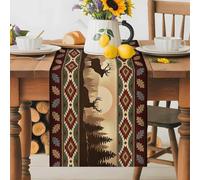 Deer Retro Southwest Ethnic Table Runner 70 Inches Long,Table Runners Kitchen Dining Tables Decoration for Home Party Decor, Abstract Tribal Geometric Tables Runner Wedding Dresser Scarf