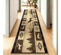 Deer Runner Rug 60x180, Rustic Lodge Runner Rugs, Forest Deer Rug, Washable Western Country Long Carpet for Hallway Entryway Floor Mats