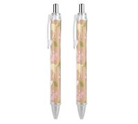 Deer Sakura Heart Ballpoint Pens Fine Point Smooth Writing Pen Retractable Ball Point Pens 0.5mm Black Ink Pen Office Supplies Gifts for Men Women 2 PCS
