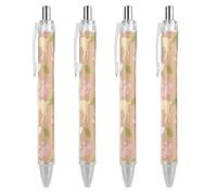 Deer Sakura Heart Ballpoint Pens Fine Point Smooth Writing Pen Retractable Ball Point Pens 0.5mm Black Ink Pen Office Supplies Gifts for Men Women 4 PCS