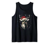 Deer Santa Hat Funny Cute Animal Hunting Hunter Christmas Tank Top