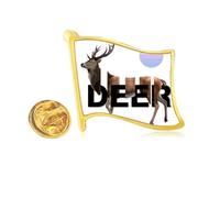 Deer Separates The Sun Body Golden Metal Flag Lapel Pin Badge