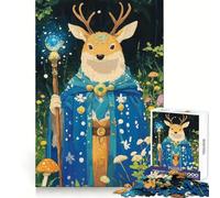 Deer Shaman in Forest Jigsaw Puzzles for Teenagers 1000 Pieces Recall Boost Sharp Cut Real Challenge Wall Art (38x52cm)