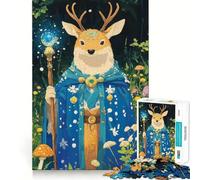 Deer Shaman in Forest Jigsaw Puzzles for Teenagers 1000 Pieces Recall Boost Sharp Cut Real Challenge Wall Art (38x52cm)