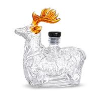 Deer Shaped Glass Whiskey Decanter - Exquisite Deer Sculpture Bottle, Stylish Home Bar Ornament, Unique Gift for Dad Husband Whiskey Lover, Display & Collection Piece