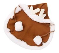 Deer Shaped M Size Pet Cape, Plush Brown for Cats and Dogs | Easy to Wear, Lightweight Design, Head 40cm Neck 38-72cm Length 45cm, Festival Parties